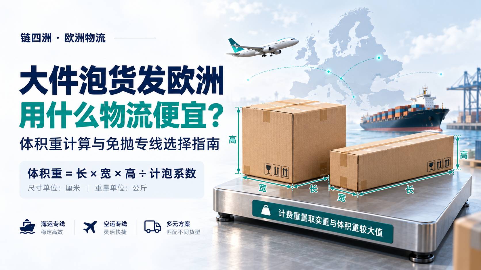 大件泡货发欧洲用什么物流便宜？体积重计算与免抛专线选择指南